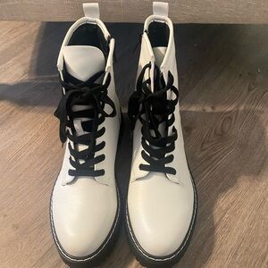 Madden Girl , white combat boots , size 10